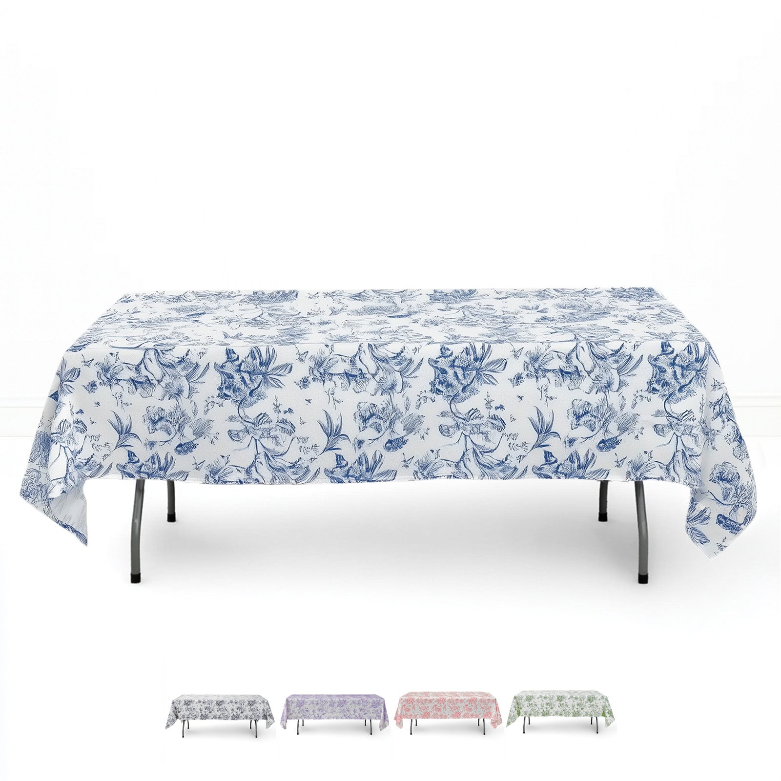 Polyester Rectangular Tablecloth 60"x102" White with French Toile Pattern - By TCF Linen