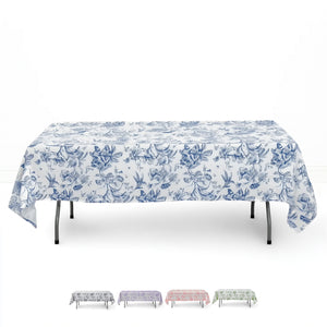 Polyester Rectangular Tablecloth 60"x102" White with French Toile Pattern - By TCF Linen