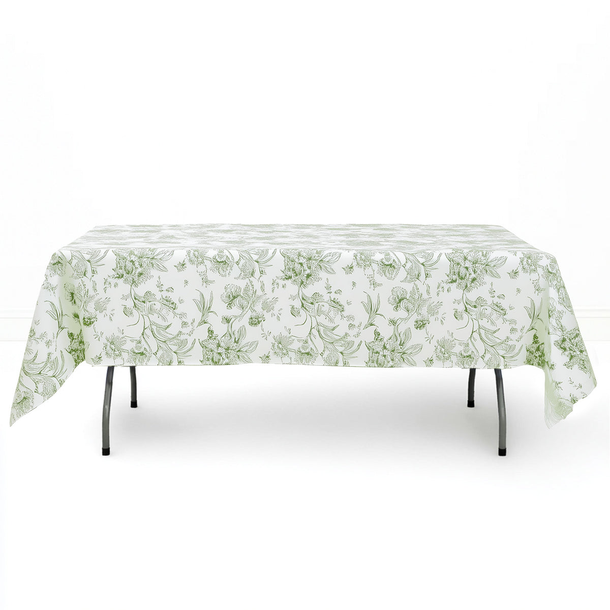 Polyester Rectangular Tablecloth 60"x102" White with French Toile Pattern - By TCF Linen