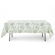 Polyester Rectangular Tablecloth 60"x102" White with French Toile Pattern - Dusty Sage - By TCF Linen - thumbnail number 1