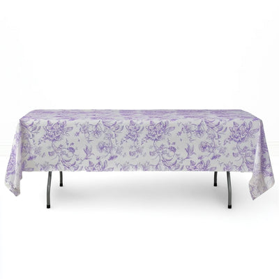 Polyester Rectangular Tablecloth 60"x102" White with French Toile Pattern - By TCF Linen - thumbnail number 4