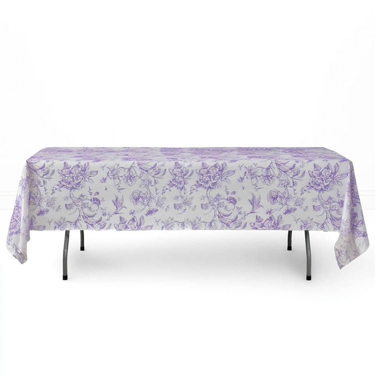 Polyester Rectangular Tablecloth 60"x102" White with French Toile Pattern - By TCF Linen