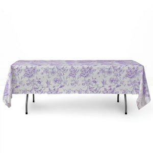 Polyester Rectangular Tablecloth 60"x102" White with French Toile Pattern - By TCF Linen