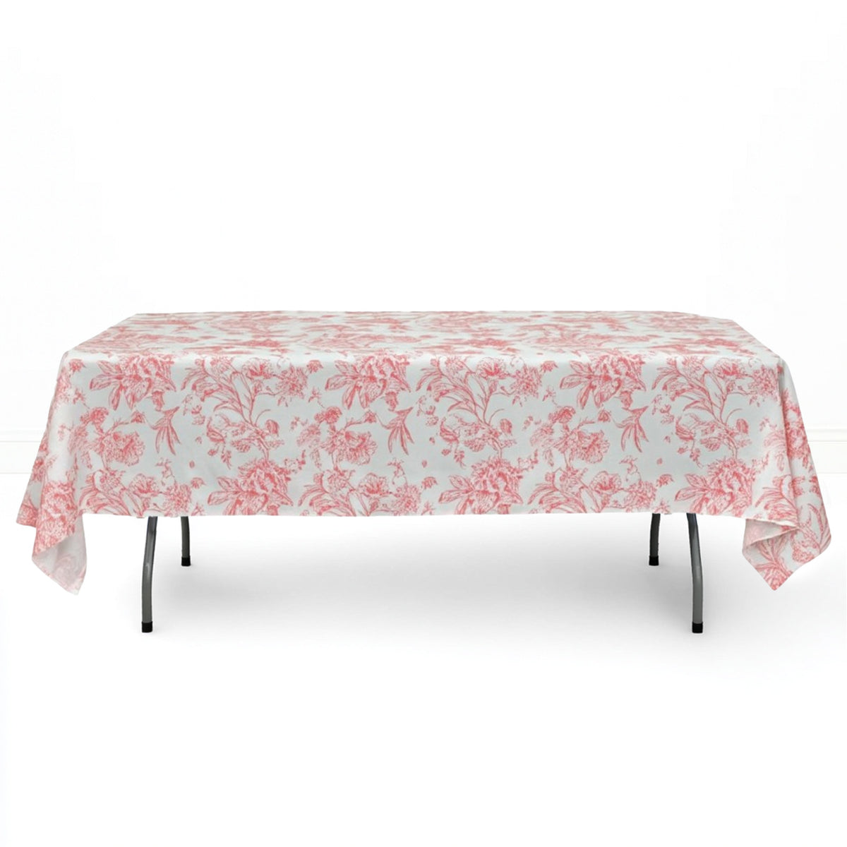Polyester Rectangular Tablecloth 60"x102" White with French Toile Pattern - By TCF Linen