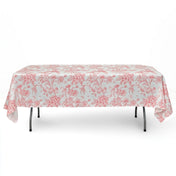 Polyester Rectangular Tablecloth 60"x102" White with French Toile Pattern - Pink - By TCF Linen - thumbnail number 1