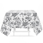Polyester Square Tablecloth 70"x70" French Toile Pattern - Black - By TCF Linen - thumbnail number 1