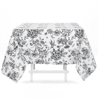 Polyester Square Tablecloth 70"x70" French Toile Pattern - Black - By TCF Linen