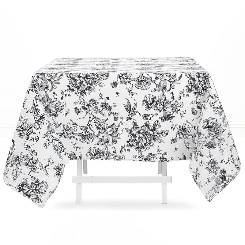 Polyester Square Tablecloth 70"x70" French Toile Pattern - Black - By TCF Linen - thumbnail number 1