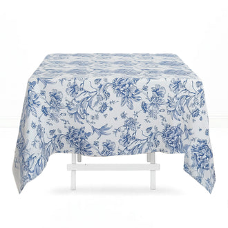 Polyester Square Tablecloth 70"x70" French Toile Pattern - Blue - By TCF Linen