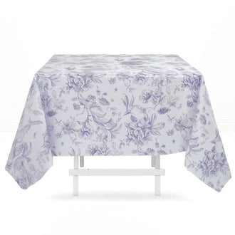 Polyester Square Tablecloth 70"x70" French Toile Pattern - Lavender - By TCF Linen
