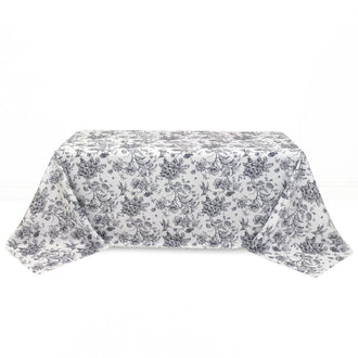 Polyester Rectangular Tablecloth 90"x132" French Toile Pattern - Black - By TCF Linen