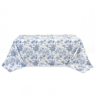 Polyester Rectangular Tablecloth 90"x132" French Toile Pattern - Blue - By TCF Linen