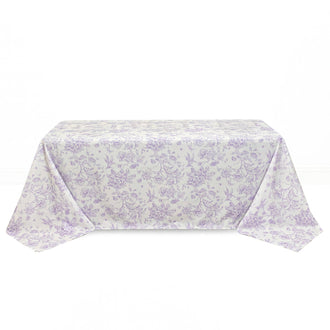 Polyester Rectangular Tablecloth 90"x132" French Toile Pattern - Lavender - By TCF Linen