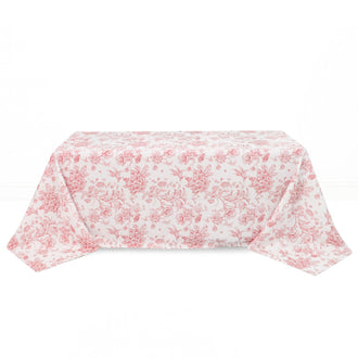 Polyester Rectangular Tablecloth 90"x132" French Toile Pattern - Pink - By TCF Linen