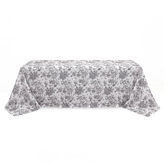 Polyester Rectangular Tablecloth 90"x156" French Toile Pattern - Black - By TCF Linen