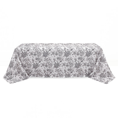 Polyester Rectangular Tablecloth 90"x156" French Toile Pattern - Black - By TCF Linen - thumbnail number 1
