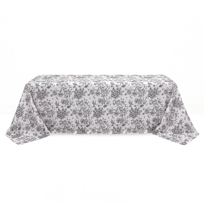 Polyester Rectangular Tablecloth 90"x156" French Toile Pattern - Black - By TCF Linen - thumbnail number 1