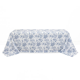 Polyester Rectangular Tablecloth 90"x156" French Toile Pattern - Blue - By TCF Linen