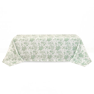 Polyester Rectangular Tablecloth 90"x156" French Toile Pattern - Sage Green - By TCF Linen