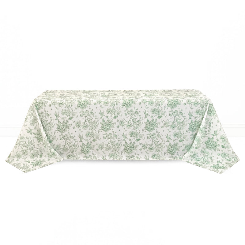 Polyester Rectangular Tablecloth 90"x156" French Toile Pattern - Sage Green - By TCF Linen - thumbnail number 1