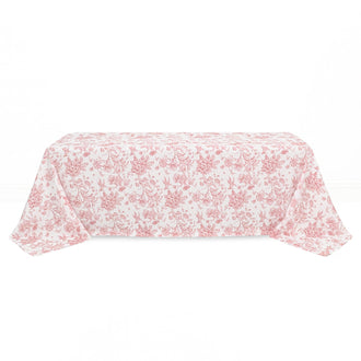 Polyester Rectangular Tablecloth 90"x156" French Toile Pattern - Pink - By TCF Linen