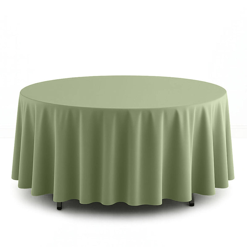 Scuba Polyester Round Tablecloth 108" - Dusty Sage - By TCF Linen - thumbnail number 1