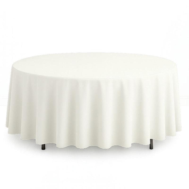 Scuba Polyester Round Tablecloth 108" - Ivory - By TCF Linen - thumbnail number 1