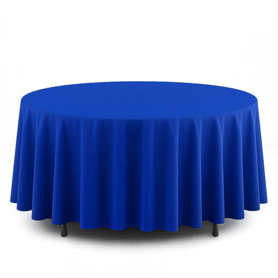 Scuba Polyester Round Tablecloth 108" - Royal Blue - By TCF Linen - thumbnail number 1