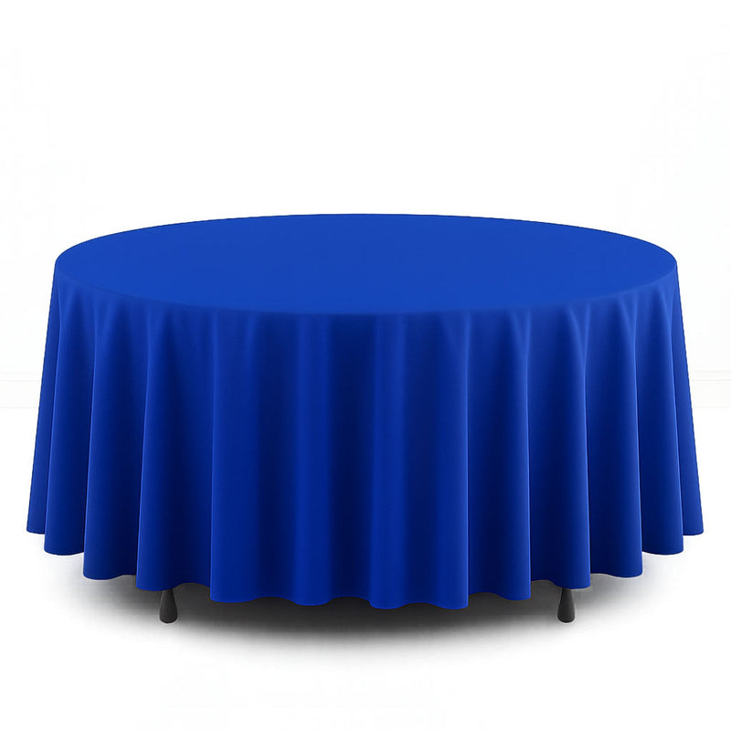 Scuba Polyester Round Tablecloth 108" - Royal Blue - By TCF Linen - thumbnail number 1