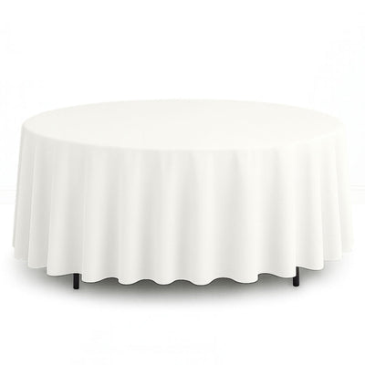 Scuba Polyester Round Tablecloth 108" - White - By TCF Linen - thumbnail number 1