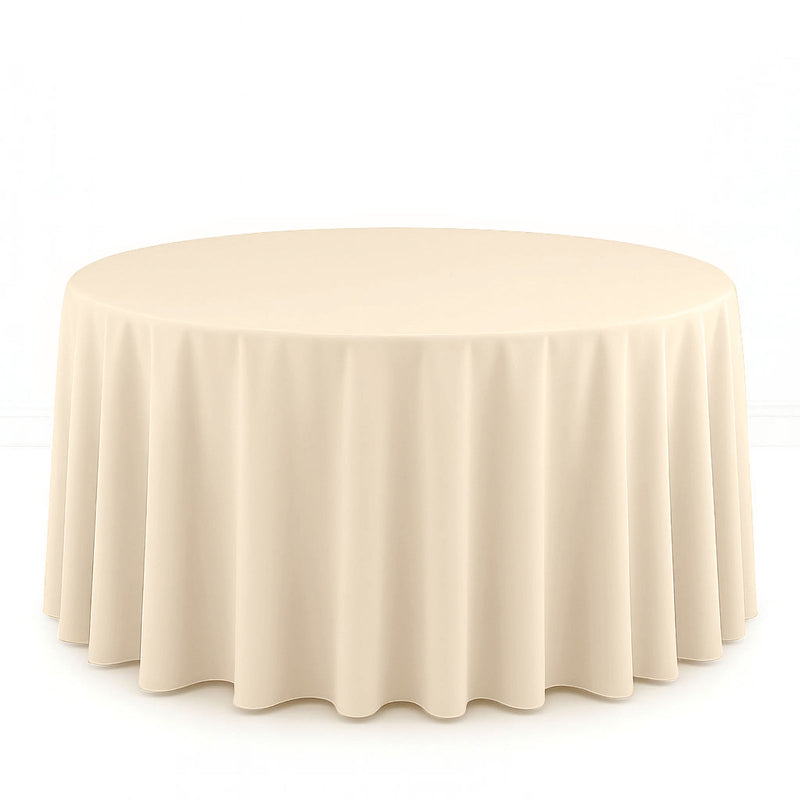 Scuba Polyester Round Tablecloth 120" - Beige - By TCF Linen - thumbnail number 1