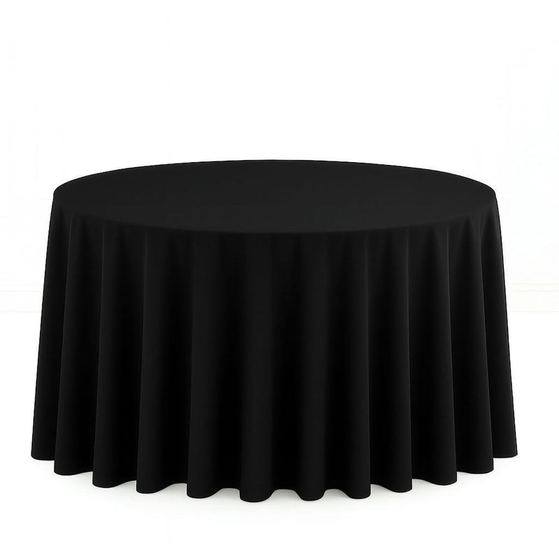 Scuba Polyester Round Tablecloth 120" - Black - By TCF Linen - thumbnail number 1