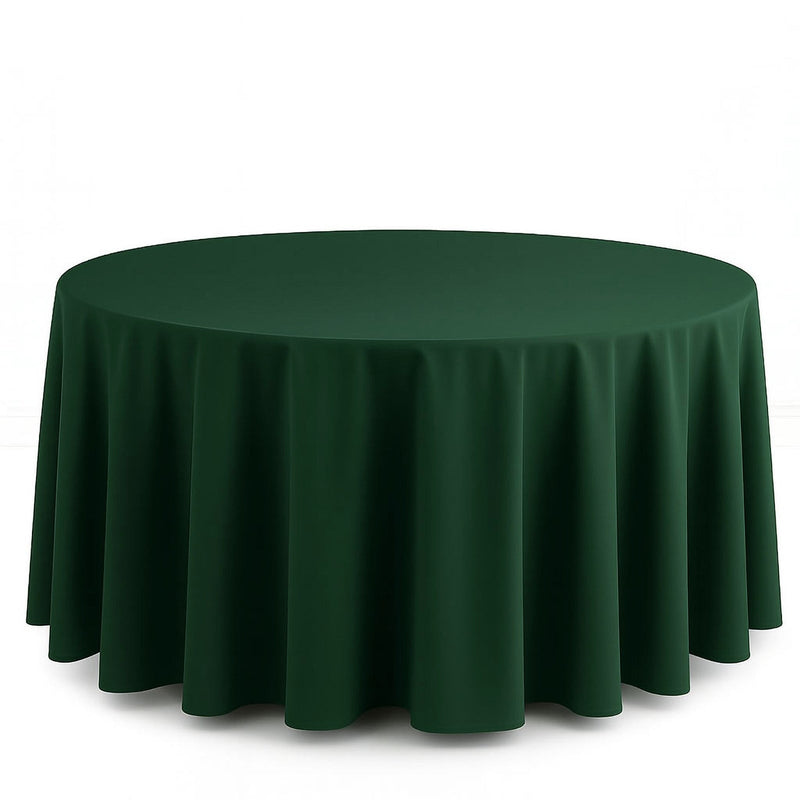 Scuba Polyester Round Tablecloth 120" - Hunter Emerald Green - By TCF Linen - thumbnail number 1