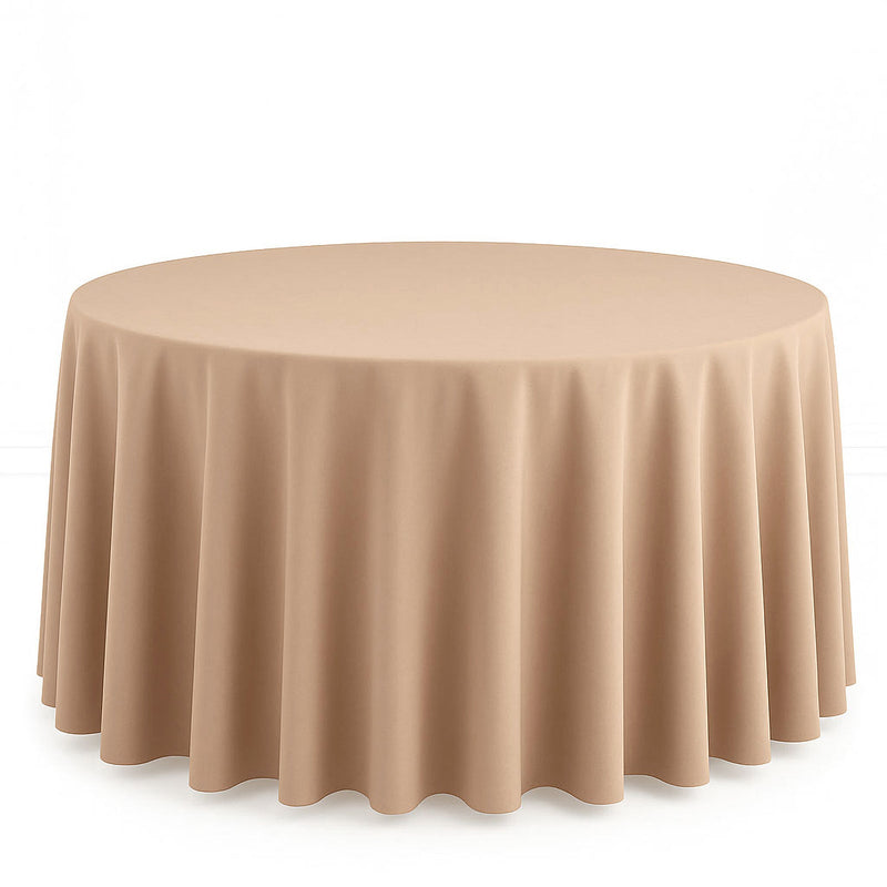 Scuba Polyester Round Tablecloth 120" - Nude - By TCF Linen - thumbnail number 1