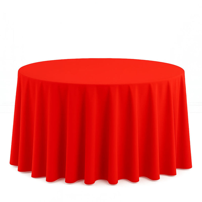 Scuba Polyester Round Tablecloth 120" - Red - By TCF Linen - thumbnail number 1
