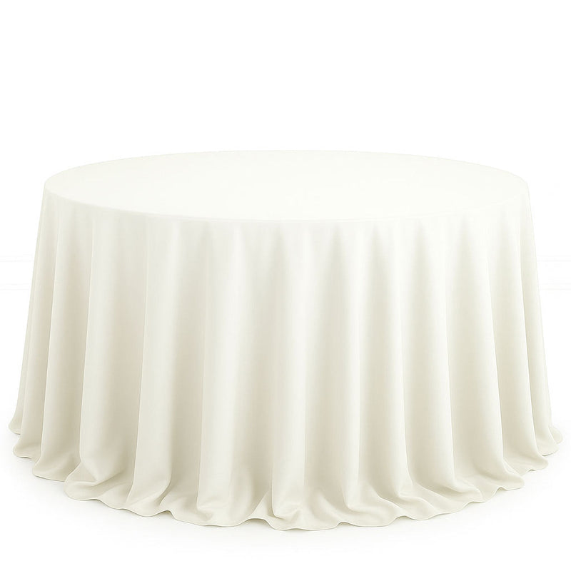 Scuba Polyester Round Tablecloth 132" - Ivory - By TCF Linen - thumbnail number 1