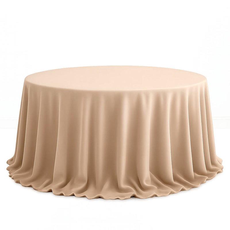 Scuba Polyester Round Tablecloth 132" - Nude - By TCF Linen - thumbnail number 1