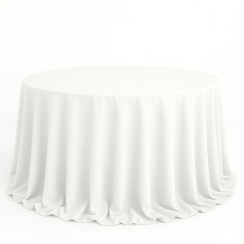 Scuba Polyester Round Tablecloth 132" - White - By TCF Linen - thumbnail number 1