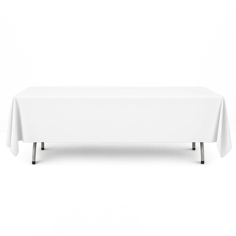 Scuba Polyester Rectangular Tablecloth 60"x102" - White - By TCF Linen - thumbnail number 1
