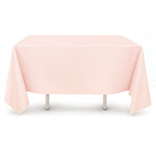 Blush scuba polyester square tablecloth 70"x70" on display table - thumbnail number 1