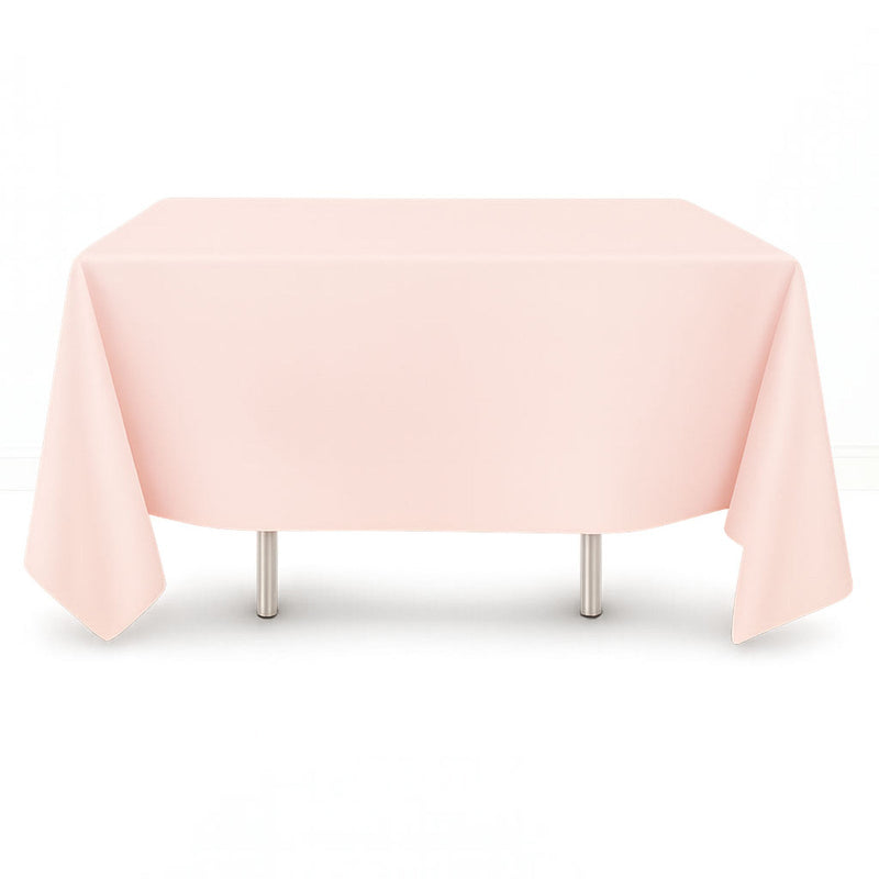 Blush scuba polyester square tablecloth 70"x70" on display table - thumbnail number 1