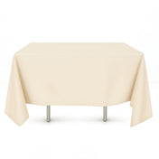 Beige scuba polyester 70"x70" square tablecloth with draped edges - thumbnail number 1