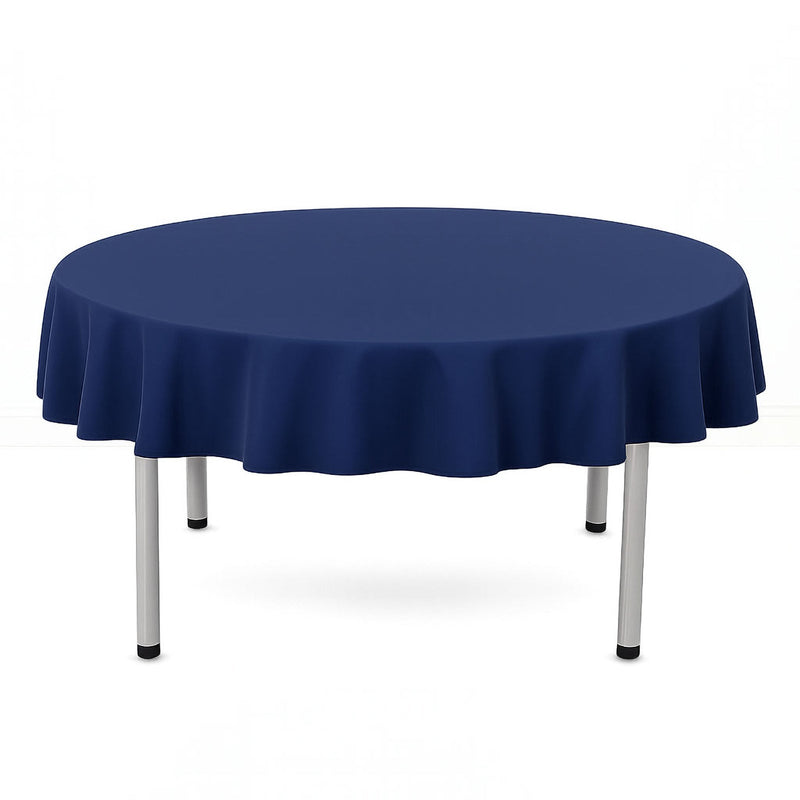 Scuba Polyester Round Tablecloth 70" - Navy Blue - By TCF Linen - thumbnail number 1