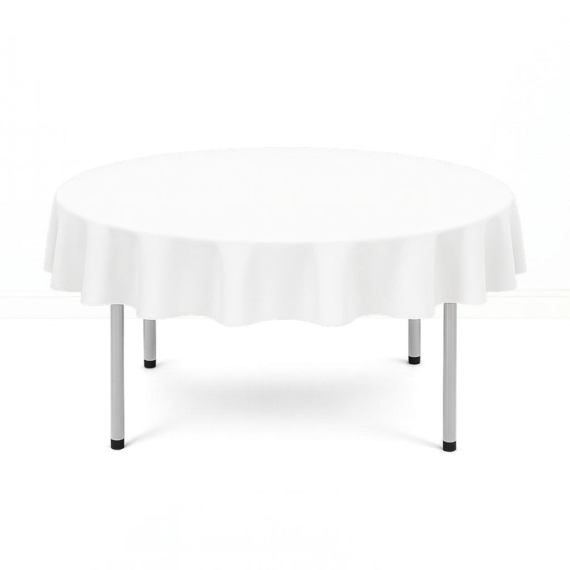 Scuba Polyester Round Tablecloth 70" - White - By TCF Linen - thumbnail number 1