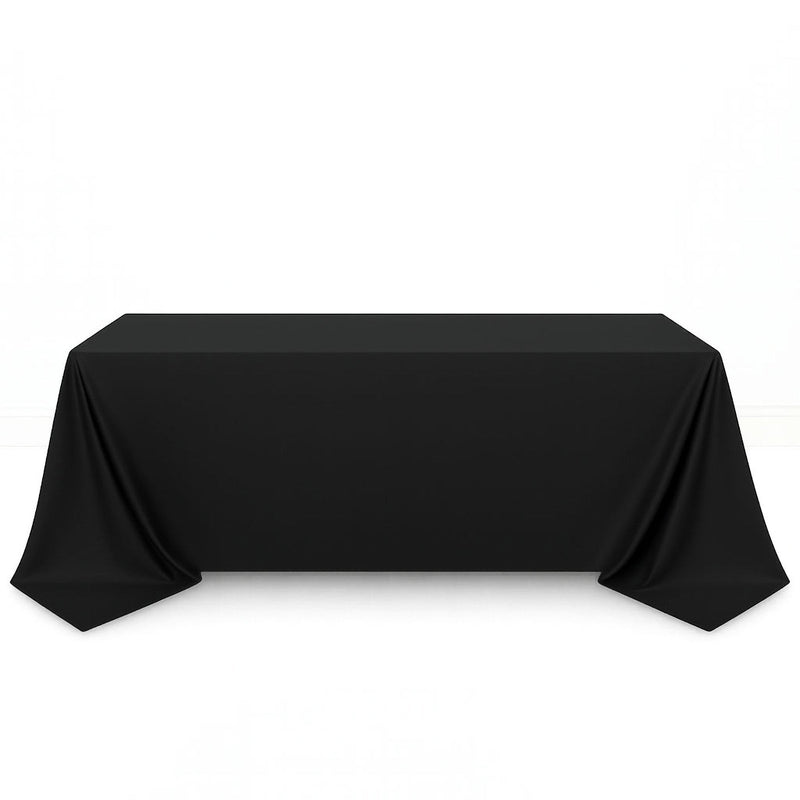Scuba Polyester Rectangular Tablecloth 90"x132" - Black - By TCF Linen - thumbnail number 1