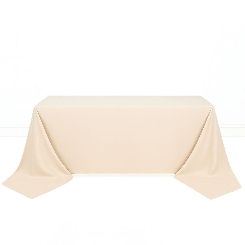 Scuba Polyester Rectangular Tablecloth 90"x156" - Beige - By TCF Linen - thumbnail number 1