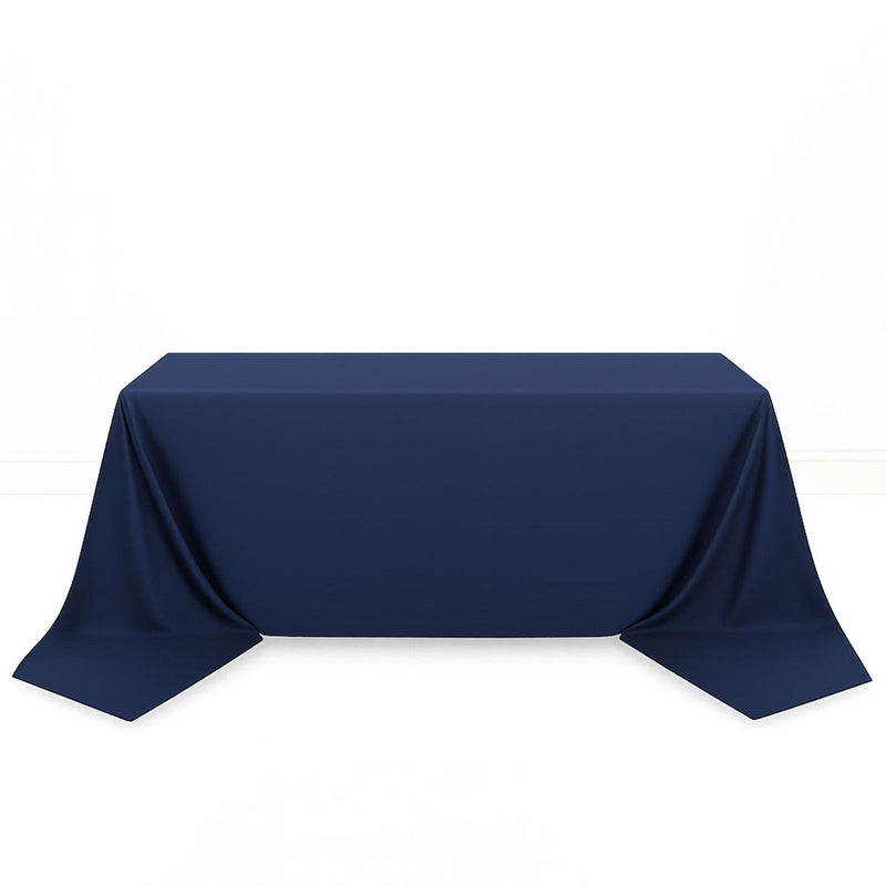 Scuba Polyester Rectangular Tablecloth 90"x156" - Navy Blue - By TCF Linen - thumbnail number 1