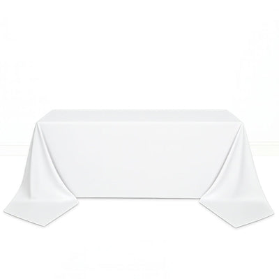 Scuba Polyester Rectangular Tablecloth 90"x156" - White - By TCF Linen - thumbnail number 1