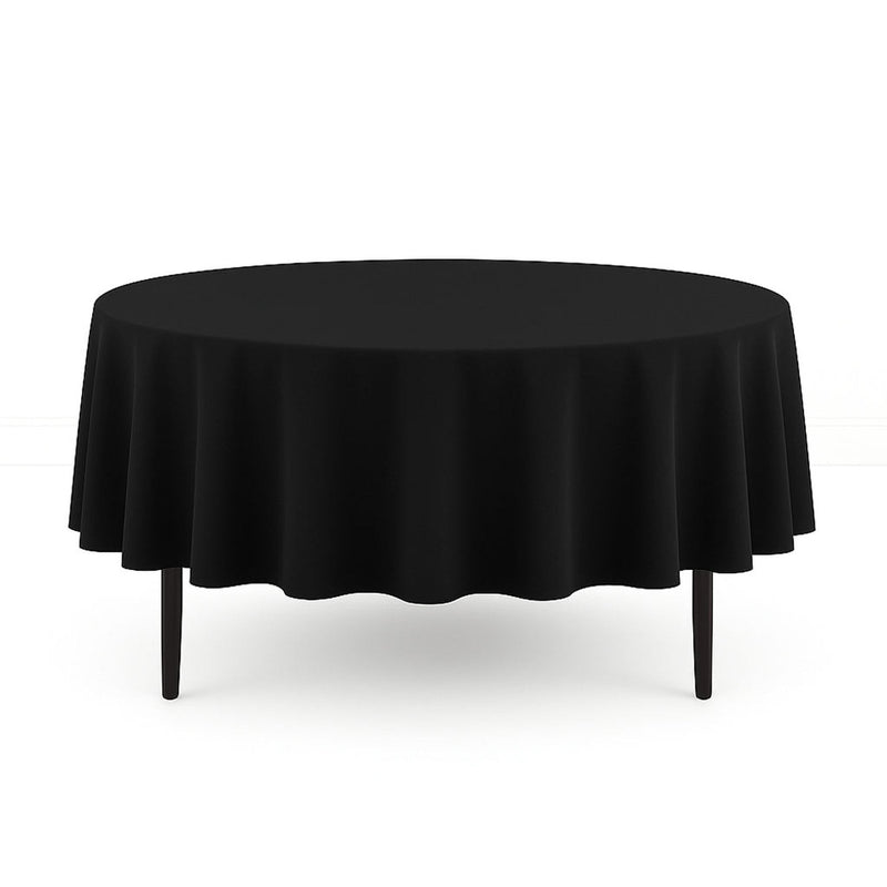 Scuba Polyester Round Tablecloth 90" - Black - By TCF Linen - thumbnail number 1