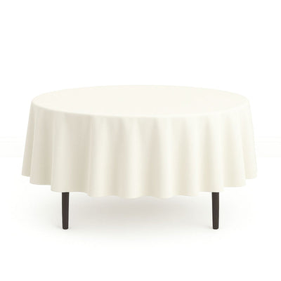 Scuba Polyester Round Tablecloth 90" - Ivory - By TCF Linen - thumbnail number 1